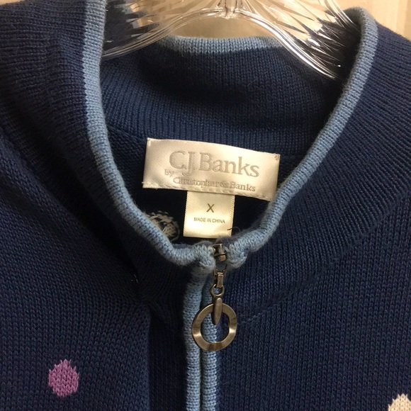 C.J.Banks Cotton Polka-Dot Navy Vest - Picture 3 of 5